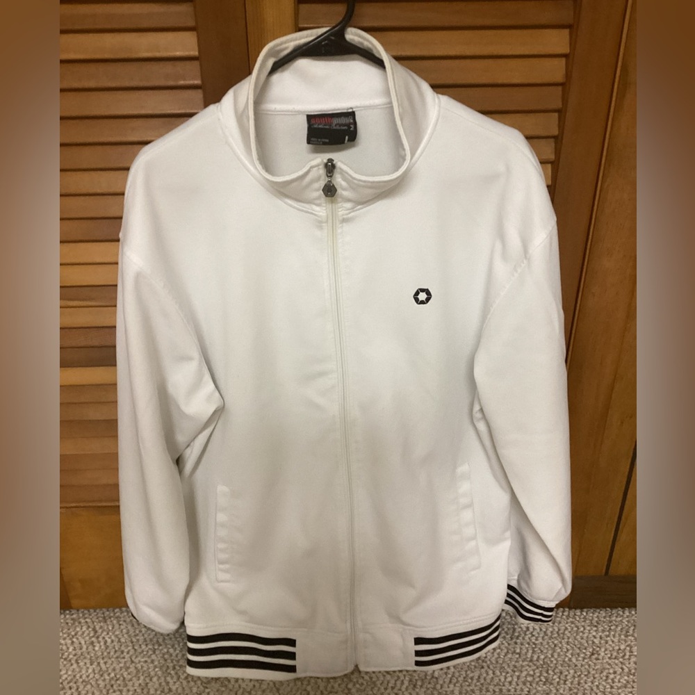 Mens South Pole Track Jacket. White. Size Large.